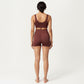 Two-Piece Maternity Swimwear Set with Cropped Tank Top and High-Waisted Shorts