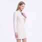 Long Sleeve Button Front Blazer Dress with Notched Collar