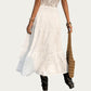 Embroidered Floral Tiered Maxi Skirt with Side Slit