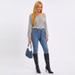Off Shoulder Pointelle Knit Long Sleeve Sweater