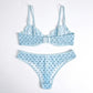 Polka Dot Sheer Mesh Underwire Bra and Panty Two Piece Lingerie Set