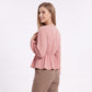V Neck Long Sleeve Peplum Blouse Elastic Waist Casual Dressy Top