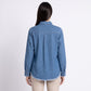 Sequin Denim Shirt Jacket Button Front Long Sleeve Frayed Hem Shacket