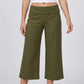 Foldover Waistband Cropped Wide-Leg Trousers