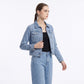 Classic Denim Jacket Long Sleeve Button Front Trucker Jacket with Chest Pockets