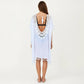 Sheer Crochet V Neck Swim Cover Up Poncho with Tassel Trim and Flowy Silhouette