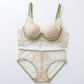 2 Piece Embroidered Lace Underwire Bra and Panty Lingerie Set