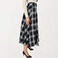 Plaid Midi Skirt with A-Line Silhouette Flowy Hem High Waist Design Classic Check Pattern Skirt