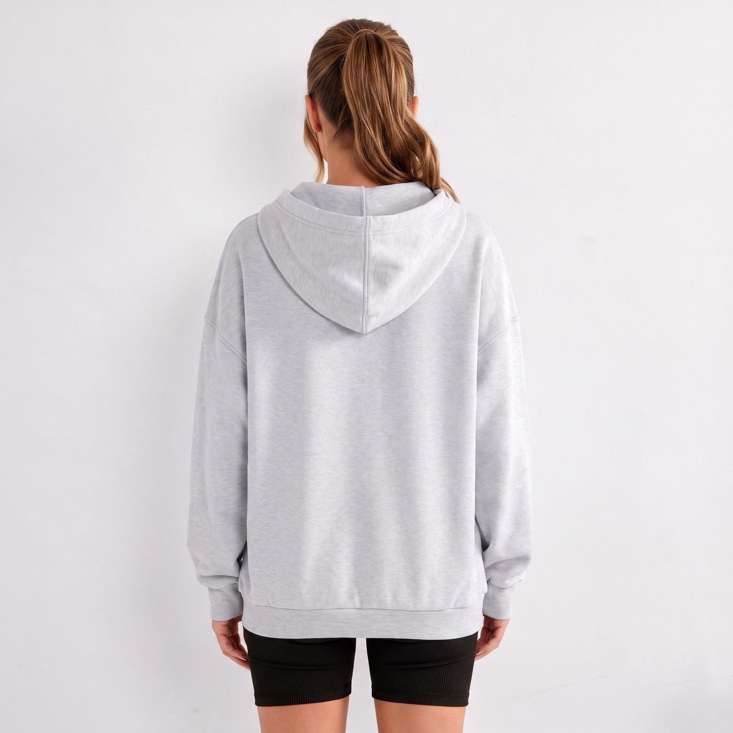 Snap Button Hooded Long Sleeve Pullover Sweatshirt