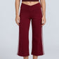 Crossover Waistband Side-Stripe Cropped Wide-Leg Trousers