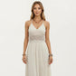 Boho Crochet Lace Inset Maxi Dress with Keyhole Back