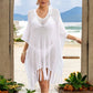 Mesh Knit Cover-Up with Tassel Hem and V-Neck Design