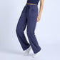 High Rise Drawstring Wide Leg Utility Pants with Patch Pockets
