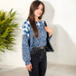 Mixed Print Long Sleeve Raglan Top Plaid Leopard Pattern