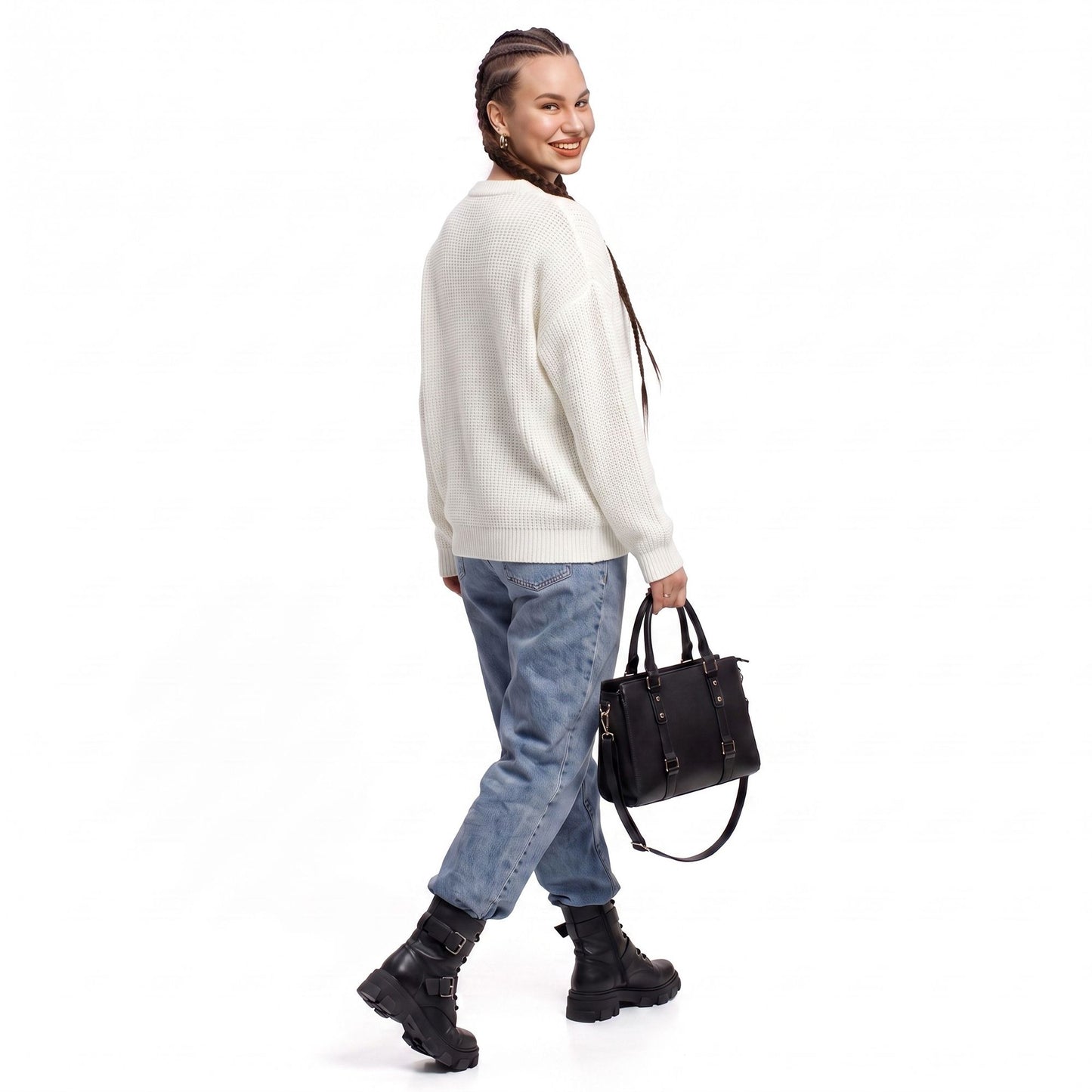 Oversized Chunky Knit Crewneck Pullover Sweater