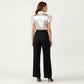 Satin Button Down Blouse with Ruffle Sleeves and Collared Neckline