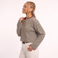 Striped Textured Knit Drop Shoulder Cropped Sweater