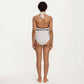 Maternity Ribbed One-Piece Swimsuit with Halter Neckline and Floral Tie Waist