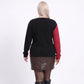 Plus Size Faux Pearl Colorblock Wrap Front Sweater