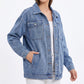 Oversized Denim Jacket Button Front Long Sleeve Casual Jean Shacket With Pockets
