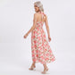 Floral Print Halter Smocked Back Midi Dress