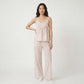 2-Piece Floral Ruffle Cami Top and Wide Leg Pants Sleepwear Lounge Set with Bow Detail and Relaxed Fit