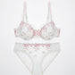 Delicate Floral Embroidered Sheer Lace Underwire Bra and Panty Set