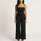 Sleeveless Polka Dot Wide Leg Jumpsuit with Spaghetti Straps Smocked Bodice Relaxed Fit