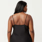 Plus Size V Neck Slip Nightgown Contrast Trim Spaghetti Strap Soft Satin Sleep Dress Short Chemise
