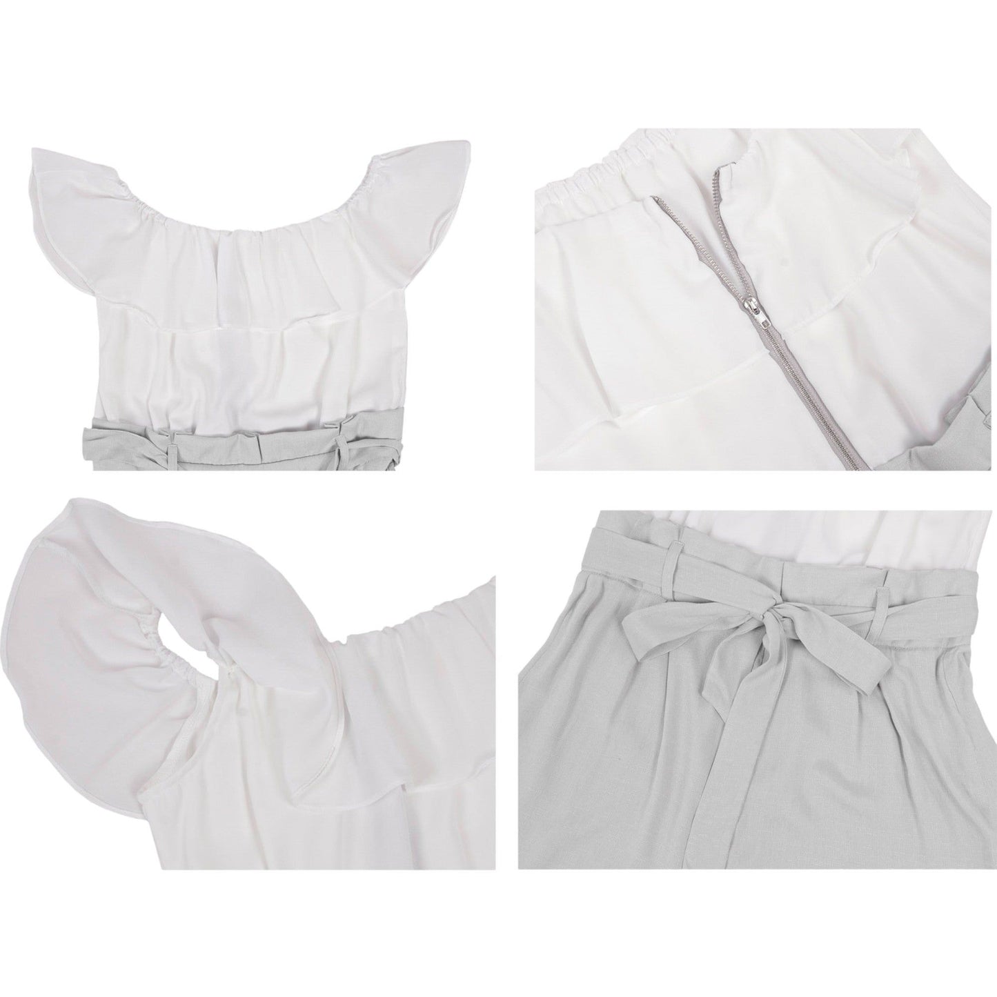 Off Shoulder Jumpsuit Ruffled Bow Tie Shorts Set