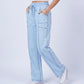 High Rise Drawstring Wide Leg Utility Pants with Patch Pockets