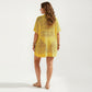 Mesh Swim Cover Up Dress with Open Knit Design Collared Neckline Short Sleeves Relaxed Fit