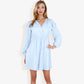 Long Sleeve V-Neck Polka Dot A-Line Dress Ruffle Shoulders