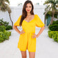 Sweetheart Neck Puff Sleeve Romper with Flowy Shorts