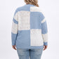 Plus Size Colorblock Pointelle Crewneck Sweater