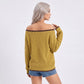 Contrast Trim Off Shoulder Long Sleeve Knit Sweater