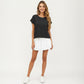 Short Sleeve Textured Knit Top with Crew Neck Ribbed Trim and Relaxed Fit