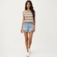 Sleeveless Striped Knit Top with Shoulder Button Detail and Relaxed Fit