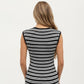Sleeveless Crew Neck Striped Knit Column Maxi Dress