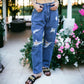 Loose High Waist Denim Trousers