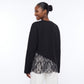 Asymmetrical Lace Hem Long Sleeve Top