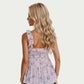 Maternity Floral Sleeveless Babydoll Top with Ruffle Straps Smocked Bust Flowy Tunic Blouse