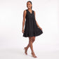 Sleeveless V-Neck Babydoll Ruffle Hem Dress with Pockets