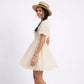 Textured V Neck Smocked Waist Mini Dress