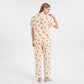 2-Piece Set Fruit Print Button Front Pajama Top and Relaxed Pants Sleepwear