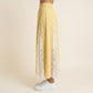 Gingham Maxi Skirt Lace Panel High Waist A Line Flowy Lightweight Casual Skirt