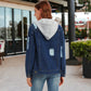 Detachable Hoodie Denim Distressed Jean Jacket