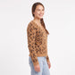 Fuzzy Leopard Print Button Front Cardigan Sweater