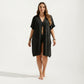 Open Front Knit Cardigan with Heart Pointelle Pattern Short Sleeves Relaxed Mid Length Fit