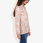 Animal Print Long Sleeve Button Down Top with Ruffle Trim